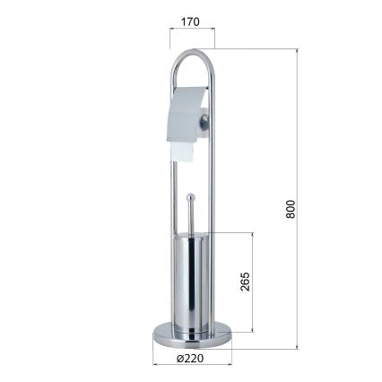 Aqualine - Stojací WC štětka s držákem toaletního papíru SAMBA 80x22 cm lesklý chrom