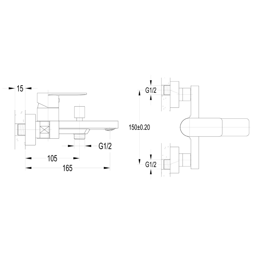 Aqualine - Vanová baterie DAPHNE lesklý chrom