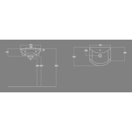 Aqualine - Zápustné umyvadlo ZERO 45,5x40 cm keramika/bílá