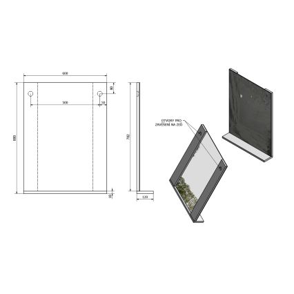 Aqualine - Zrcadlo BETA 60x80 cm bílá