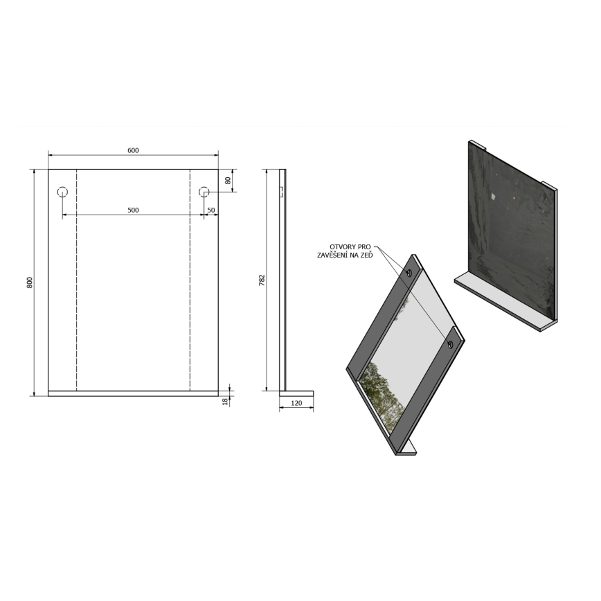 Aqualine - Zrcadlo BETA 60x80 cm bílá