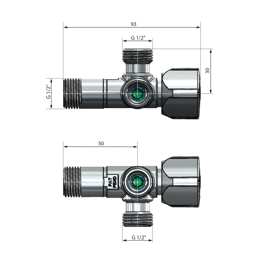 Arco - Rohový kombinovaný ventil ARCO lesklý chrom