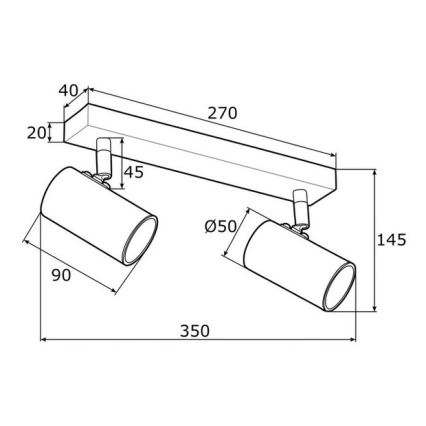 Argon 0889 - Bodové svítidlo LAGOS 2xGU10/5W/230V mosaz/černá