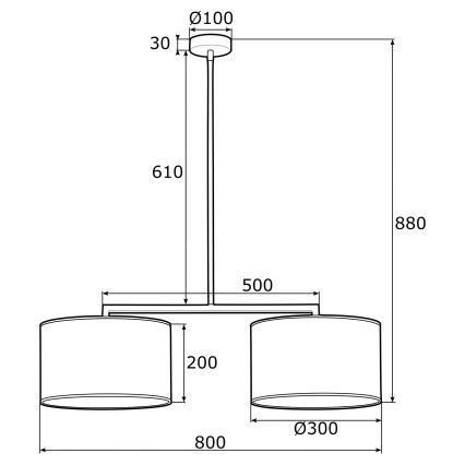 Argon 0899 - Lustr na tyči KARIN 2xE27/15W/230V černá