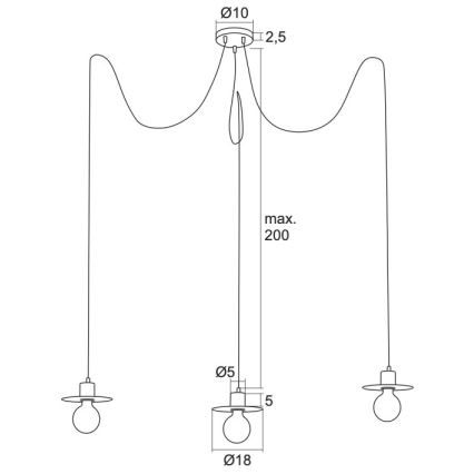Argon 1377 - Lustr na lanku CORSO 3xE27/15W/230V pavouk černá