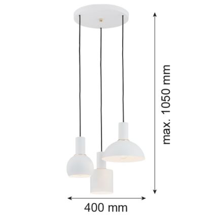 Argon 1468 - Lustr na lanku SINES 3xE27/15W/230V bílá