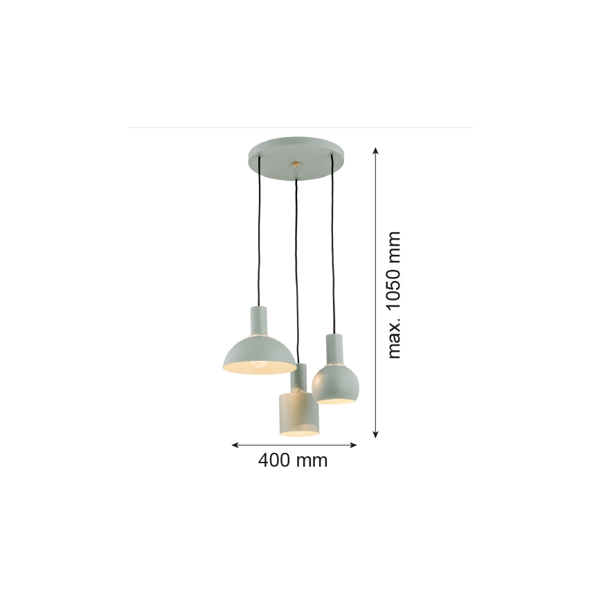 Argon 1470 - Lustr na lanku SINES 3xE27/15W/230V zelená