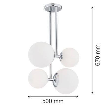 Argon 1646 - Lustr na tyči ASPEN 4xE27/15W/230V lesklý chrom