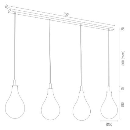 Argon 1741 - Lustr na lanku OAKLAND 4xG9/6W/230V