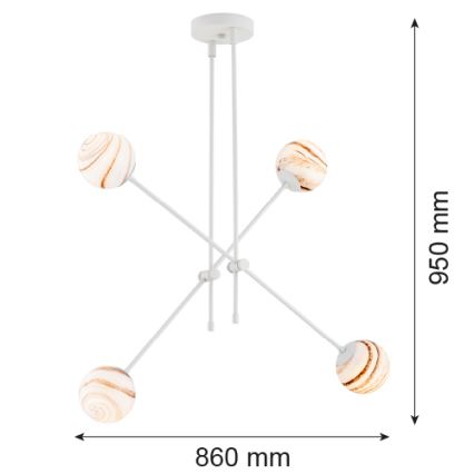 Argon 1841 - Lustr na tyči ABSOS 4xE14/7W/230V alabastr bílá