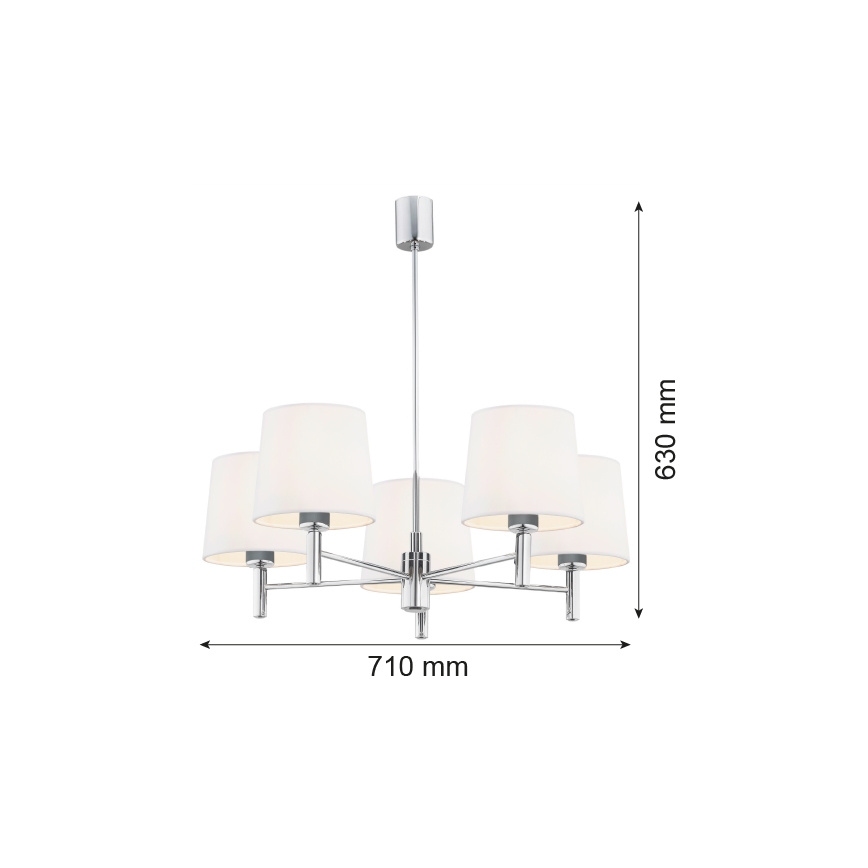 Argon 2110 - Lustr na tyči BOLZANO 5xE27/15W/230V krémová