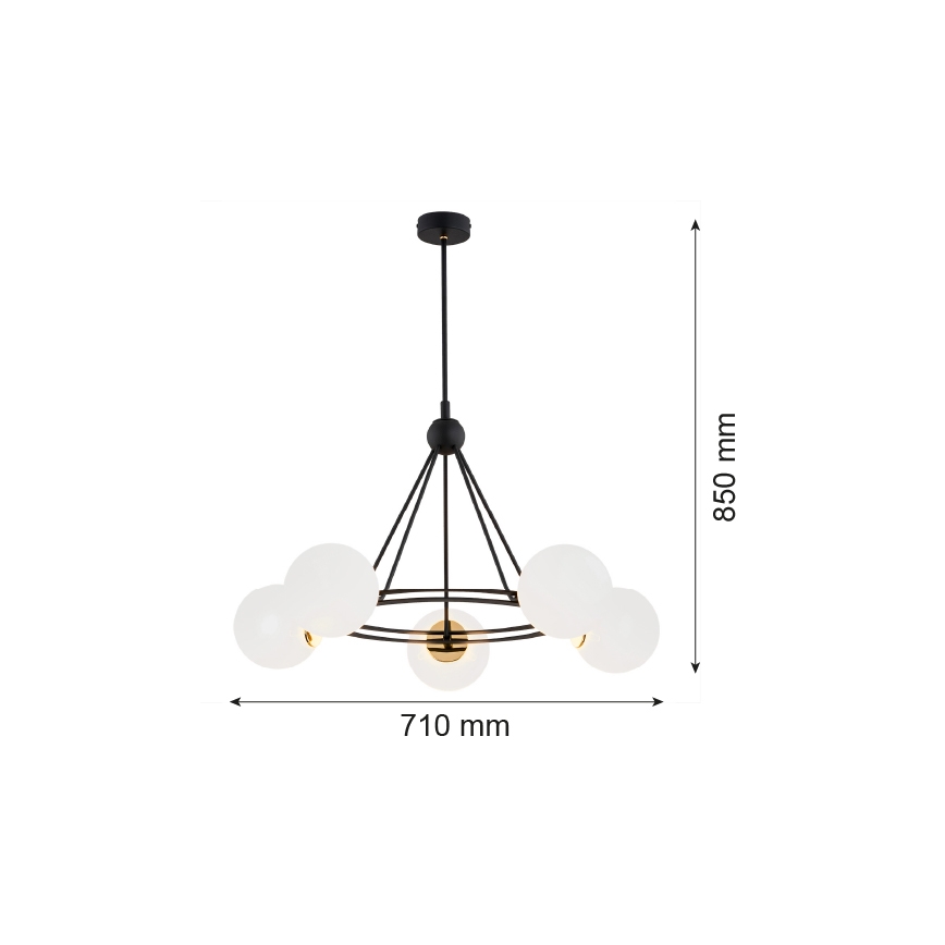 Argon 2119 - Lustr na tyči AMALFI 5xE27/15W/230V černá/bílá