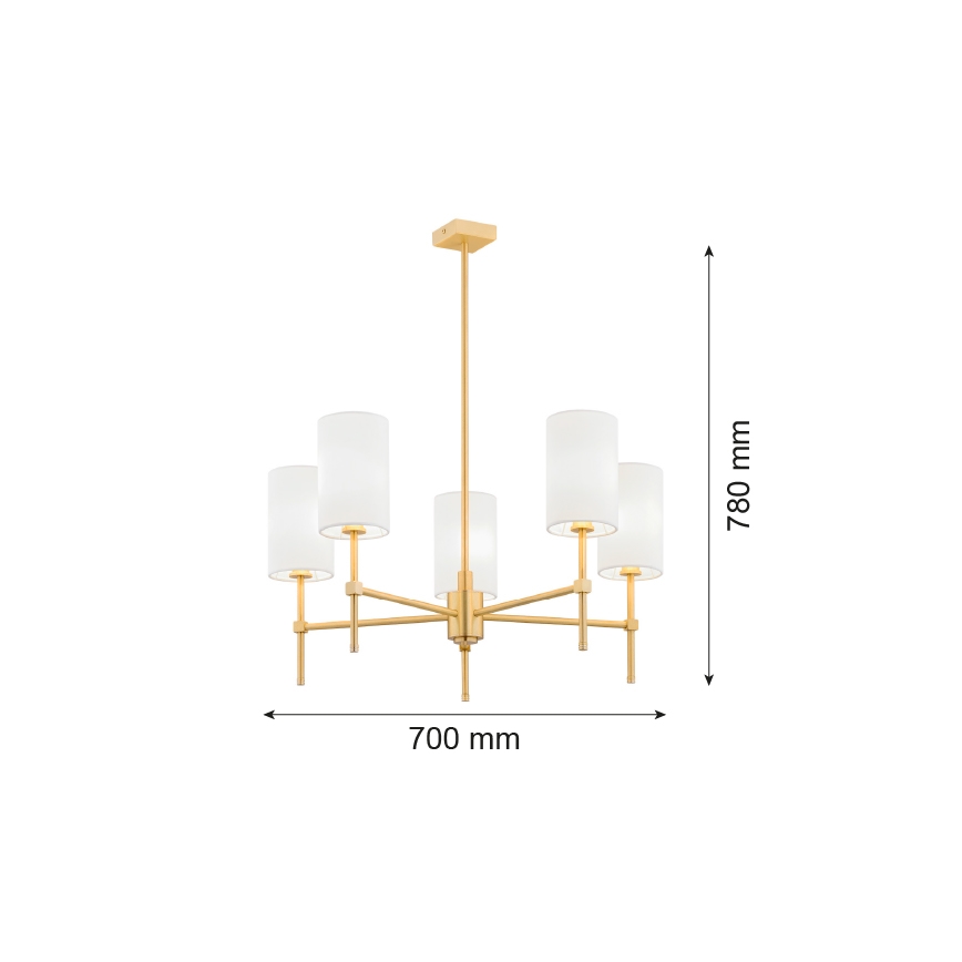 Argon 2134 - Lustr na tyči ABRUZZO 5xE14/15W/230V mosaz/bílá