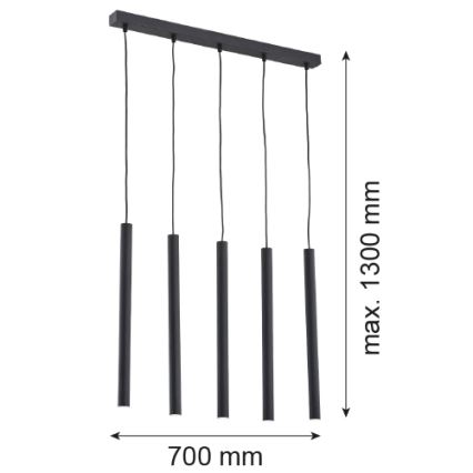 Argon 2137 - Lustr na lanku ETNA 5xG9/6W/230V černá