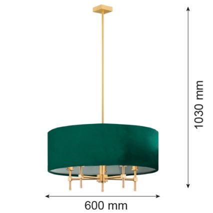 Argon 2146 - Lustr na tyči ABBANO 5xE14/7W/230V mosaz/zelená