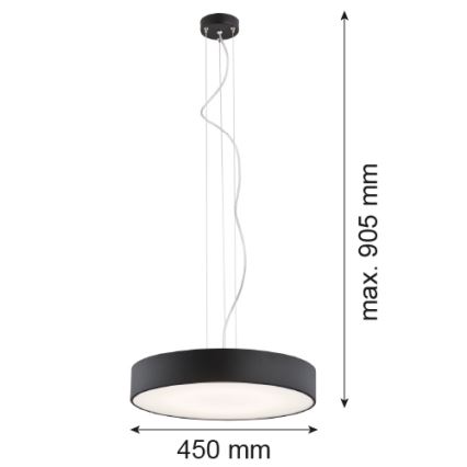 Argon 3352 - Lustr DARLING 1xLED/35W/230V pr. 45 cm černá