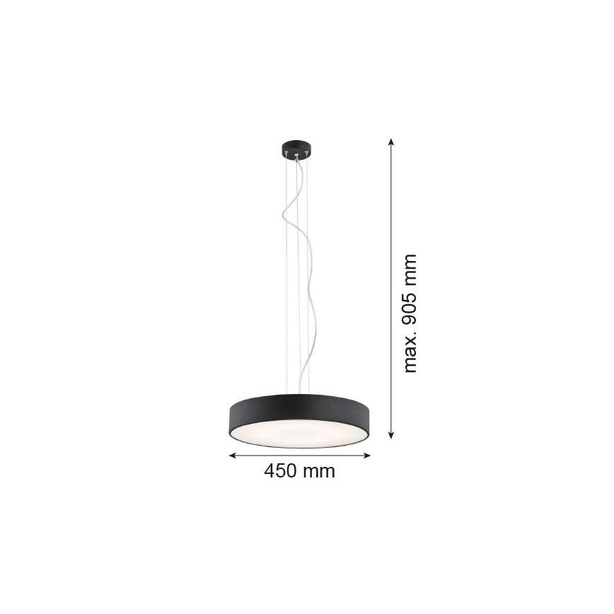 Argon 3352 - Lustr DARLING 1xLED/35W/230V pr. 45 cm černá
