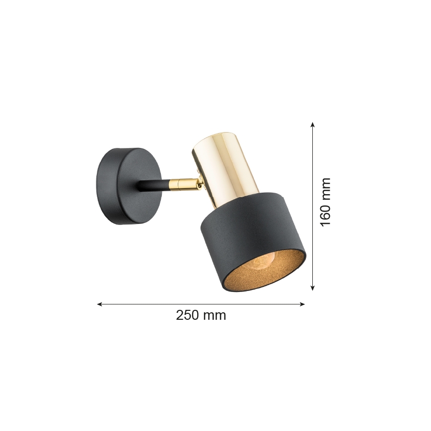 Argon 4265 - Nástěnné bodové svítidlo DORIA 1xE27/15W/230V černá/mosaz