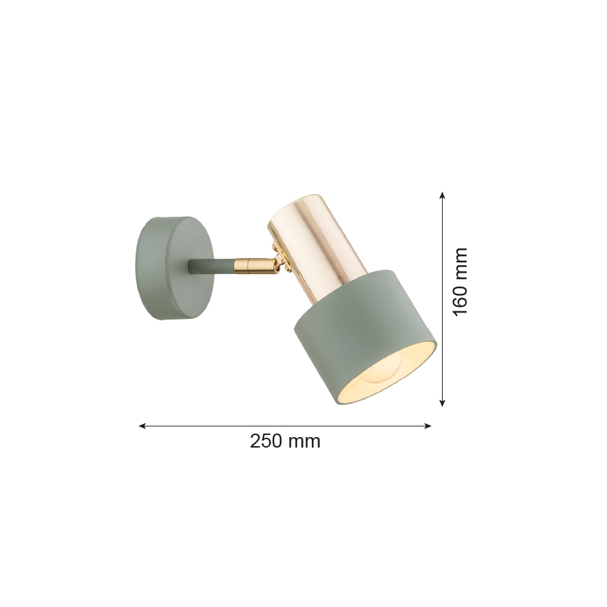 Argon 4315 - Nástěnné bodové svítidlo DORIA 1xE27/15W/230V zelená/mosaz