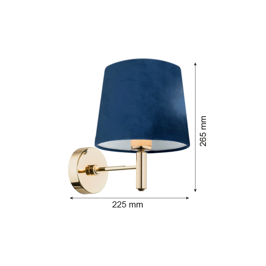 Argon 4348 - Nástěnná lampa PONTE 1xE27/15W/230V modrá/mosaz