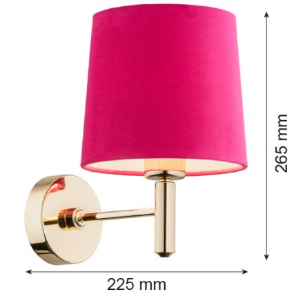 Argon 4349 - Nástěnná lampa PONTE 1xE27/15W/230V růžová/mosaz
