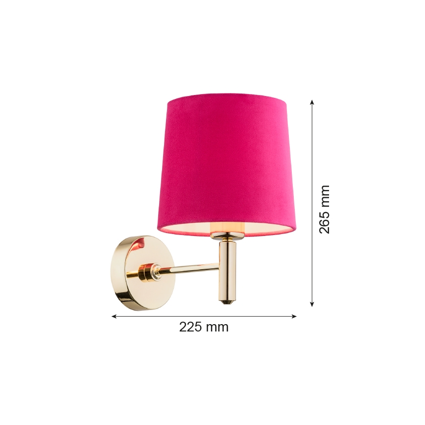 Argon 4349 - Nástěnná lampa PONTE 1xE27/15W/230V růžová/mosaz