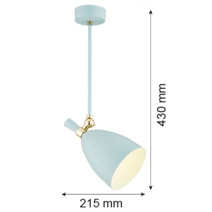 Argon 4685 - Lustr na tyči CHARLOTTE 1xE27/15W/230V modrá/zlatá