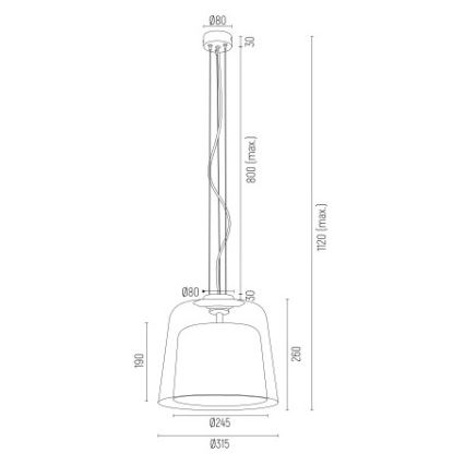 Argon 4697 - Lustr na lanku BERKLEY 1xE27/15W/230V