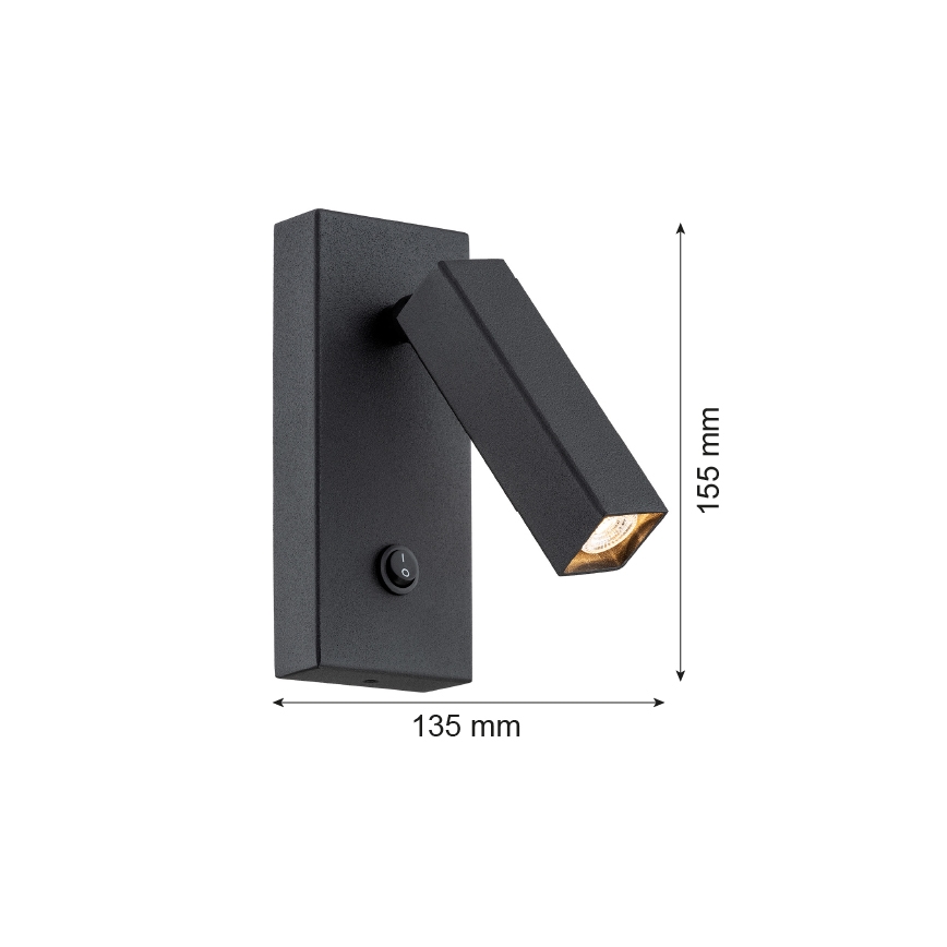 Argon 4723 - Nástěnné bodové svítidlo ROCK 1xG9/6W/230V černá