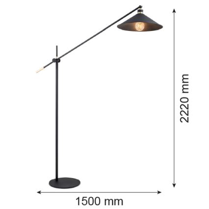 Argon 4732 - Stojací lampa NASHVILLE 1xE27/15W/230V černá