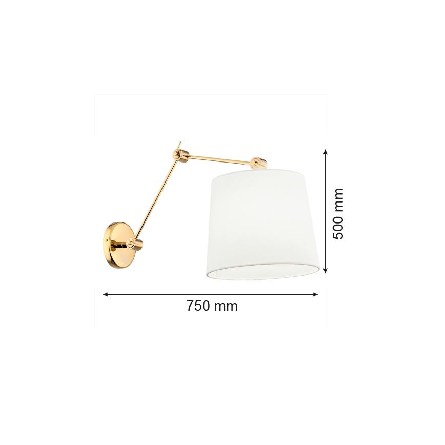 Argon 4897 - Nástěnná lampa ZAKYNTOS PLUS 1xE27/15W/230V bílá/zlatá