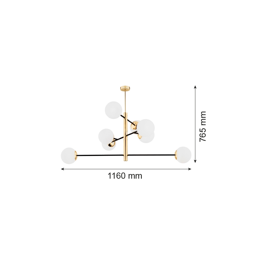 Argon 5041 - Lustr na tyči CAMERON 8xE27/15W/230V mosaz/černá