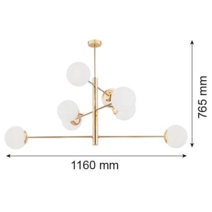 Argon 5043 - Lustr na tyči CAMERON 8xE27/15W/230V mosaz