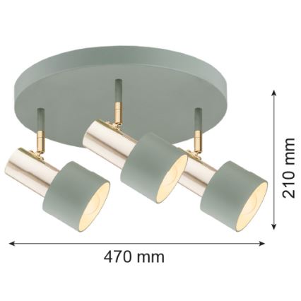 Argon 6007 - Bodové svítidlo DORIA 3xE27/15W/230V zelená/mosaz