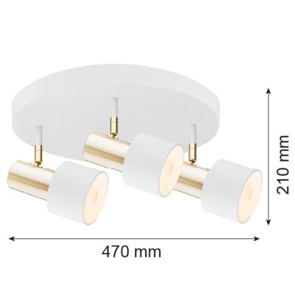 Argon 6008 - Bodové svítidlo DORIA 3xE27/15W/230V bílá/mosaz
