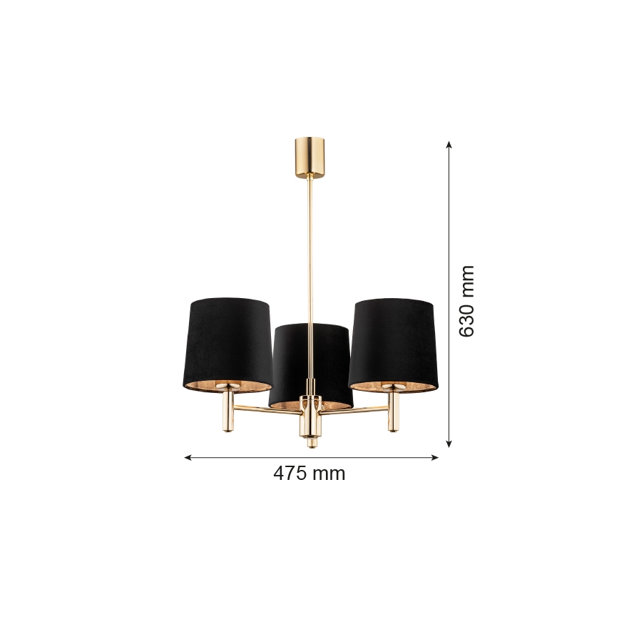 Argon 6111 - Lustr na tyči PONTE 3xE27/15W/230V černá
