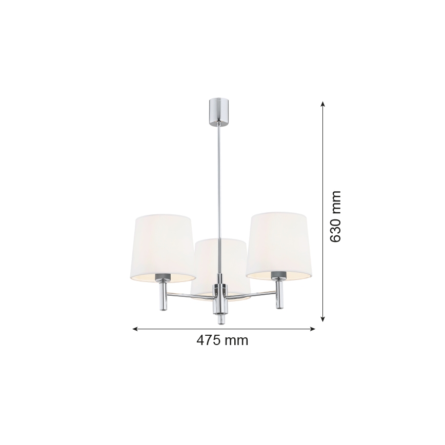 Argon 6114 - Lustr na tyči BOLZANO  3xE27/15W/230V krémová