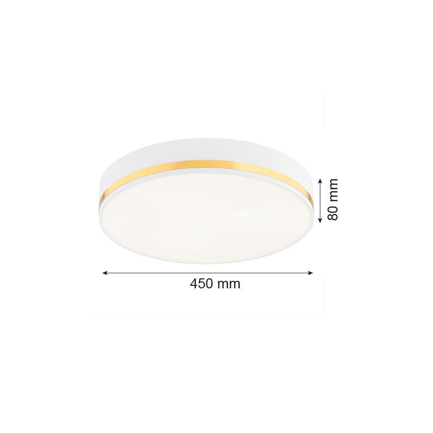 Argon 6138 - Stropní svítidlo AMORE 3xE27/15W/230V pr. 45 cm bílá/zlatá