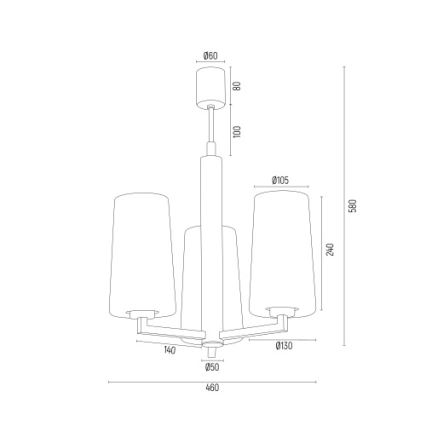 Argon 6143 - Lustr na tyči CAMELOT PLUS 3xE27/15W/230V černá/bílá/zlatá