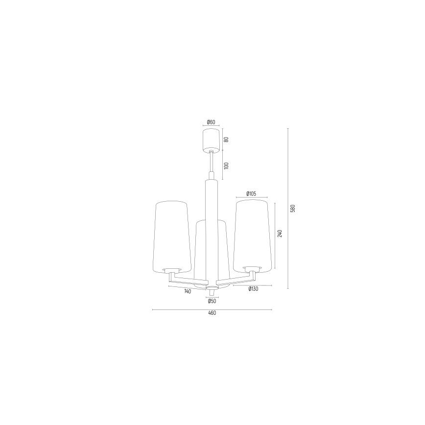 Argon 6143 - Lustr na tyči CAMELOT PLUS 3xE27/15W/230V černá/bílá/zlatá