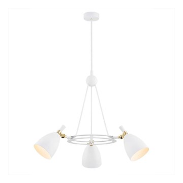 Argon 6148 - Lustr na tyči CHARLOTTE 3xE27/15W/230V bílá/zlatá