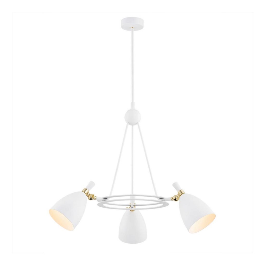 Argon 6148 - Lustr na tyči CHARLOTTE 3xE27/15W/230V bílá/zlatá