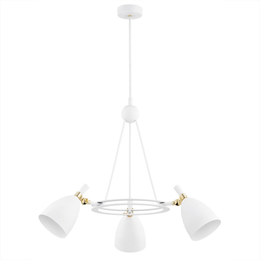 Argon 6148 - Lustr na tyči CHARLOTTE 3xE27/15W/230V bílá/zlatá