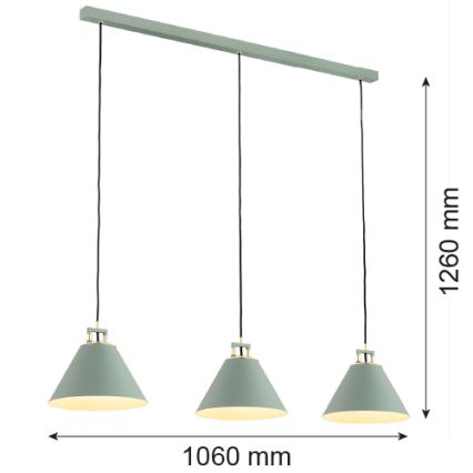 Argon 6177 - Lustr na lanku ORTE 3xE27/15W/230V zelená