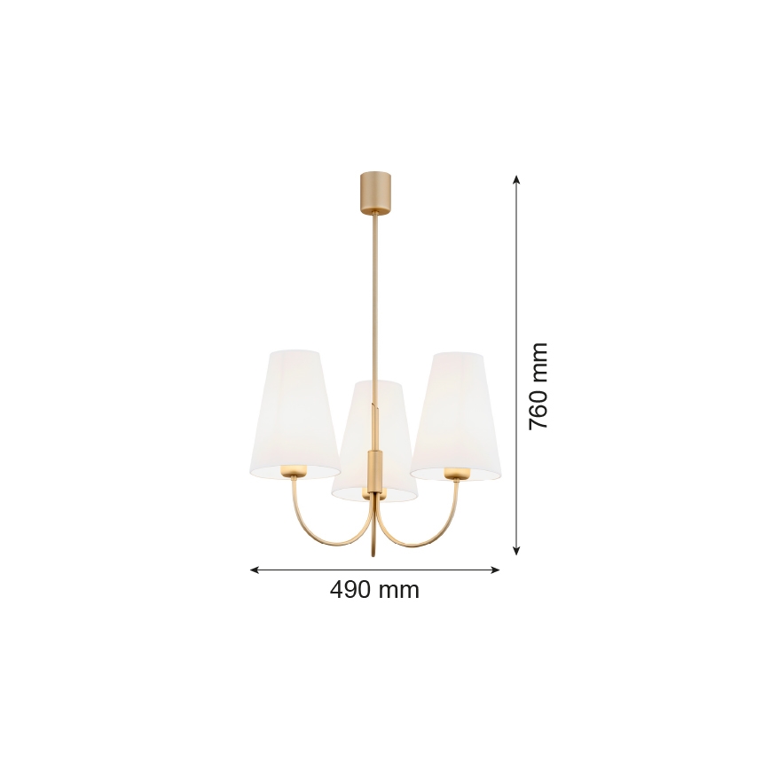 Argon 6267 - Lustr na tyči SAFIANO 3xE27/15W/230V zlatá