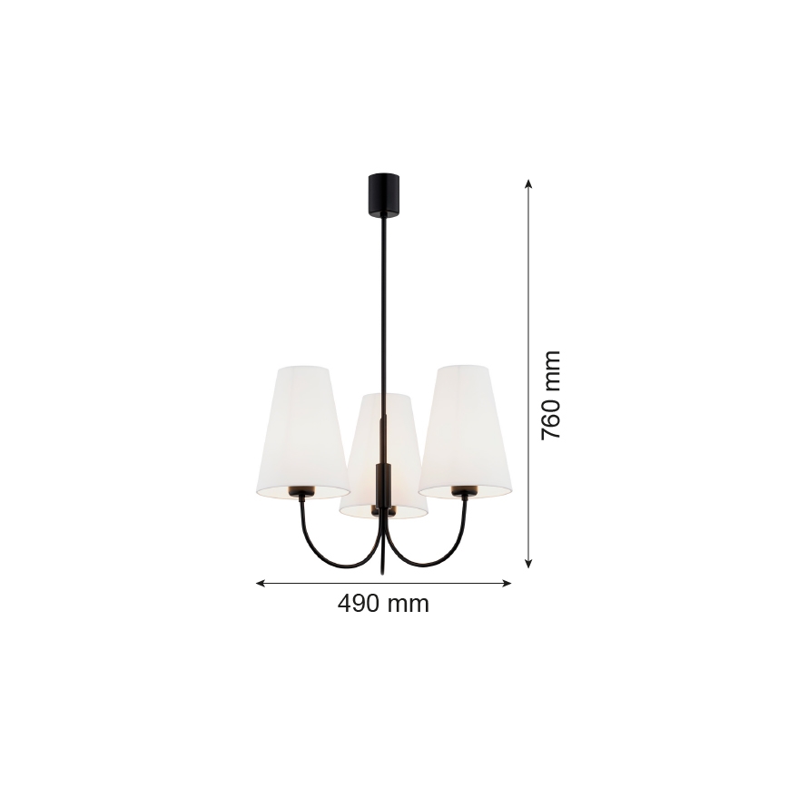 Argon 6268 - Lustr na tyči SAFIANO 3xE27/15W/230V černá