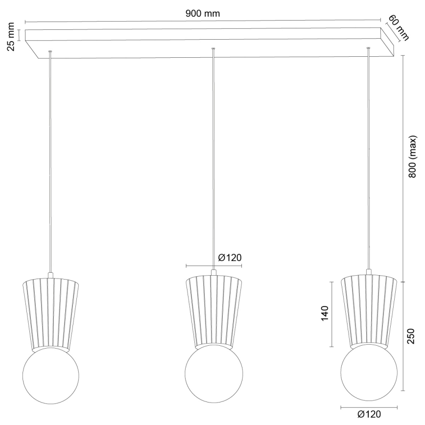 Argon 6357 - Koupelnový lustr na lanku VOLANTE 3xG9/6W/230V IP44 béžová