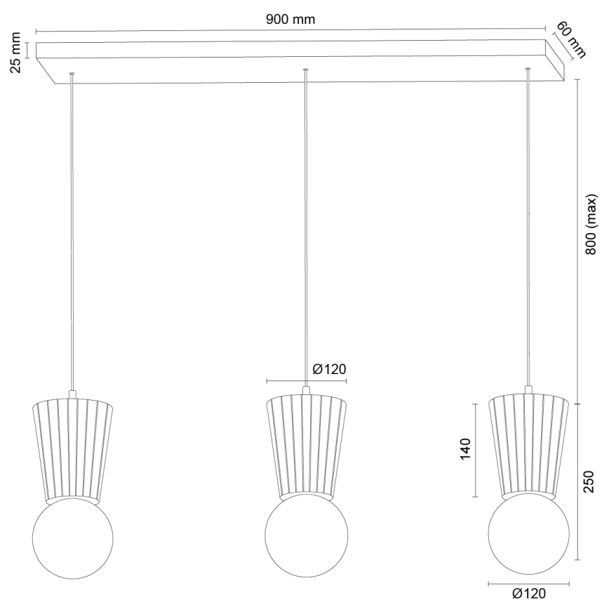 Argon 6358 - Koupelnový lustr na lanku VOLANTE 3xG9/6W/230V IP44 hnědá