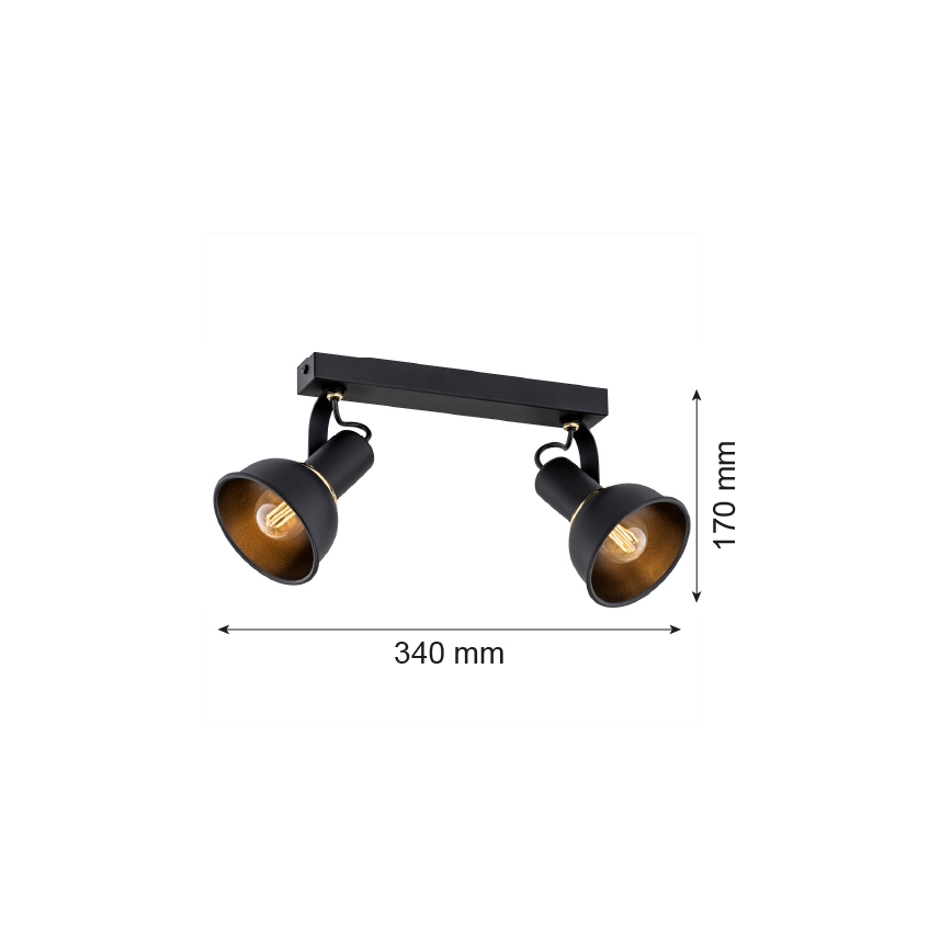 Argon 7037 - Bodové svítidlo TWIST 2xE14/7W/230V černá/zlatá