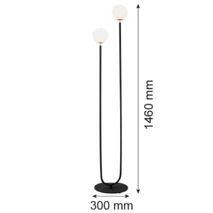 Argon 7073 - Stojací lampa FERRONE 2xE14/7W/230V černá/bílá/zlatá